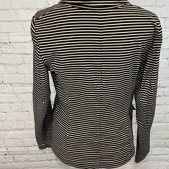 TALBOTS Blazer Cotton Blend Striped Tan/Black-Medium - Picture 2 of 2